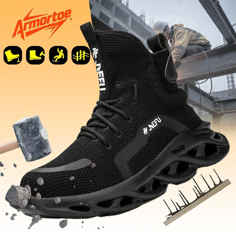 Sepatu Safety Steel Toe ArmorToe Baru untuk Pria, Model Tinggi Anti Benturan, Anti Tusuk, Ringan, dan Bernapas # Armor2784