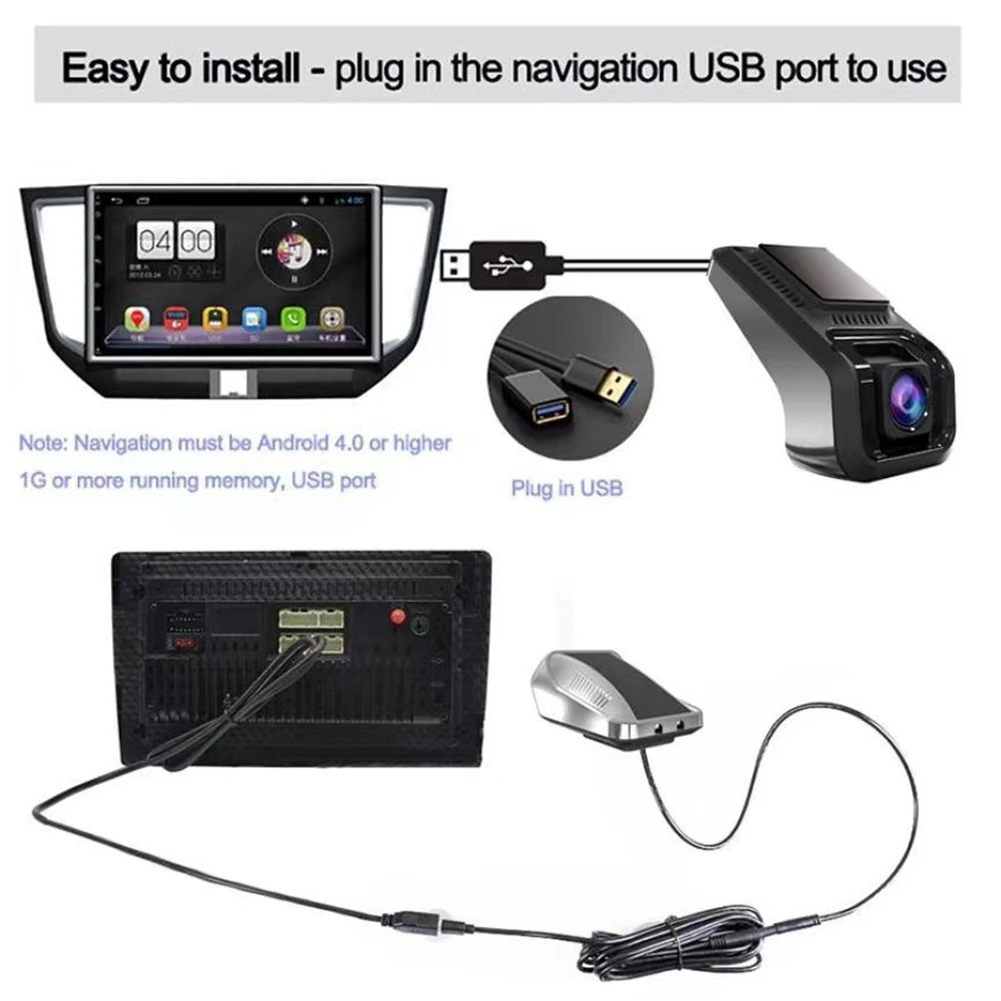 Car Hard Disk Video Recorder 1080P Driving Recorder Parking Monitor Camera Adas Night Vision Black Box, 16G Memory Card