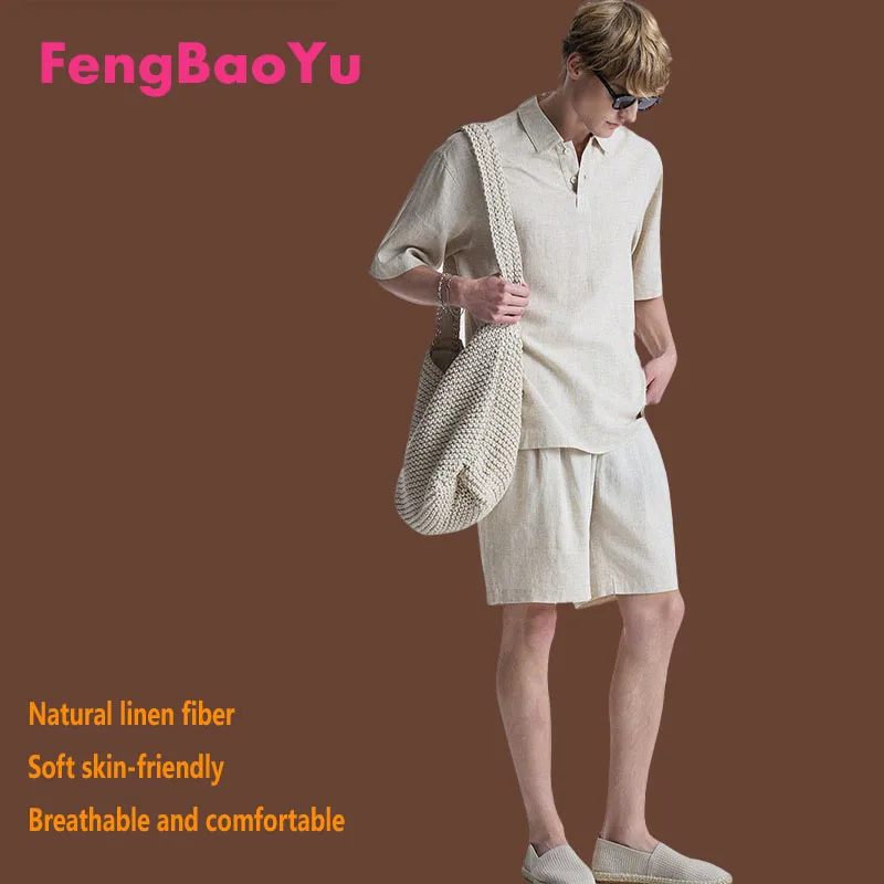

Fengbaoyu High-end Linen Men's Suit Set - 2 Pieces British Style Elegant and Stylish Casual Men's Clothing Spring Autumn Season