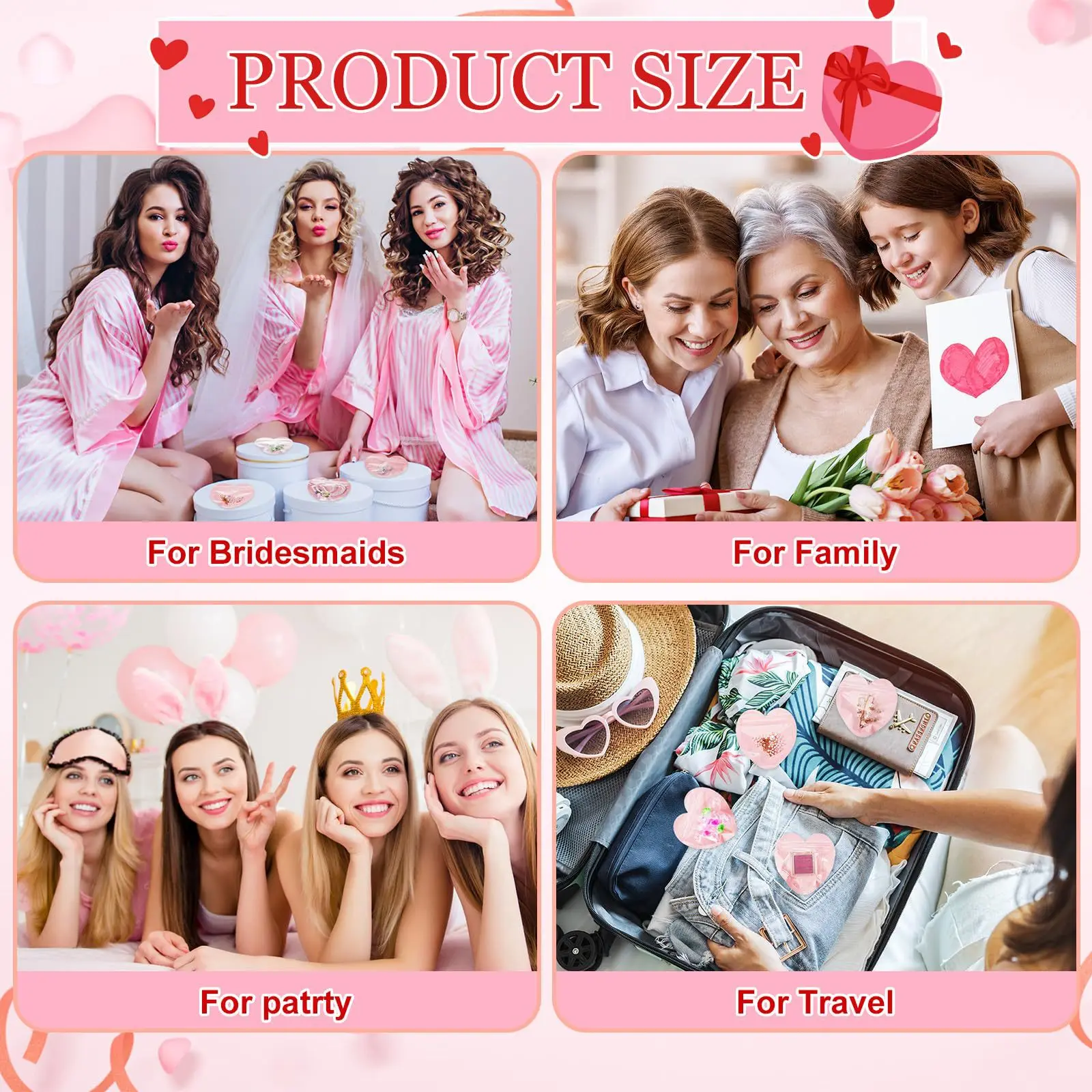 100-10 قطعة أكياس التعبئة والتغليف الوردي على شكل قلب عيد الحب أكياس المجوهرات الصغيرة أكياس شفافة قابلة للإغلاق حفل زفاف عيد ميلاد