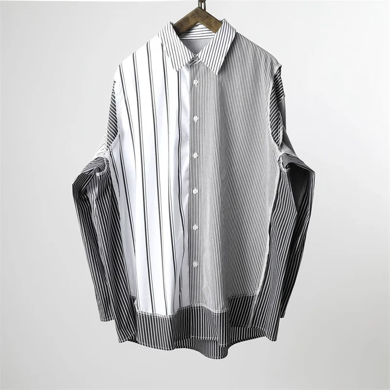 

Женская рубашка с длинными рукавами, свободного кроя, модная повседневная рубашка с контрастными полосками, трендовая женская одежда