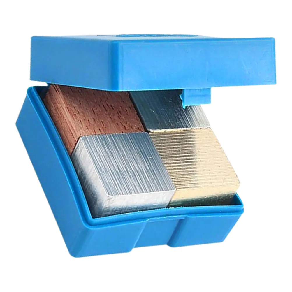 4 ชิ้นแม่เหล็กเครื่องมือการสอนฟิสิกส์ทองแดงเหล็กอลูมิเนียมไม้บล็อก Lab Experiment