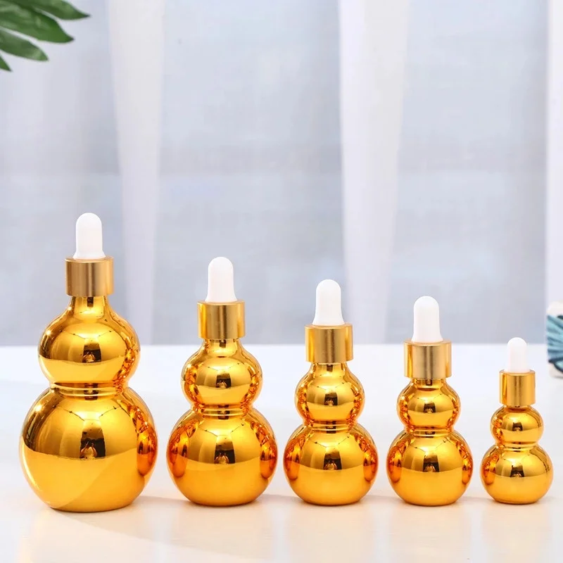 Dropper Bottle Gold Plating Glass 10ml-100ml Reagent Eye Dropper Aromatherapy Liquid Pipette Essential Oil Refillable Bottle