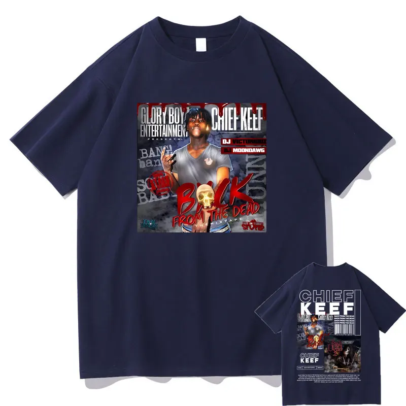 Rapper Chief Keef Back From The Dead Album Double Sided Print T-shirt Men Hip Hop Oversized Vintage T Shirts Male Tee Streetwear