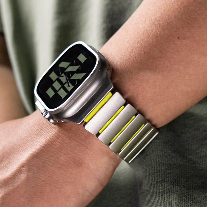 سوار فولاذي فاخر لساعة أبل الترا 3 2 1 49 مللي متر iwatch 11 10 46 مللي متر حزام معدني لسلسلة 9 8 7 6 se 5 4 46 مللي متر 45 مللي متر