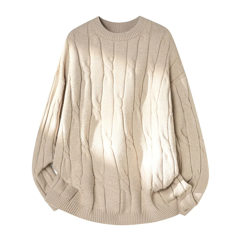 

Мужской трикотажный свитер с круглым вырезом, повседневный, модный, базовый слой, свободный крой, удобный, зимний, стильный, внутренний слой, с длинными рукавами