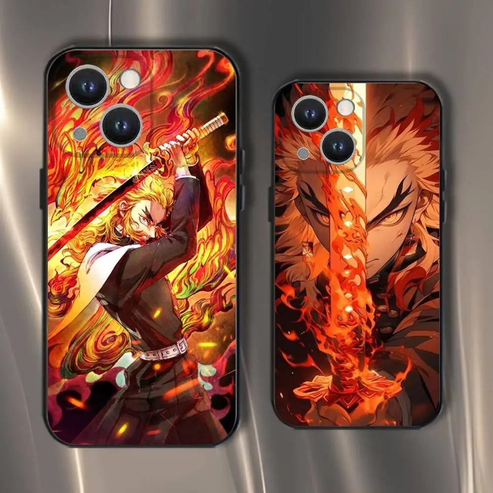 

Demon Slayer Rengoku Kyoujurou Phone Case For iPhone 16,15,14,13,12,11,Pro,XS,Max,XR,Plus,E,SE4,Mini Black Soft Cover