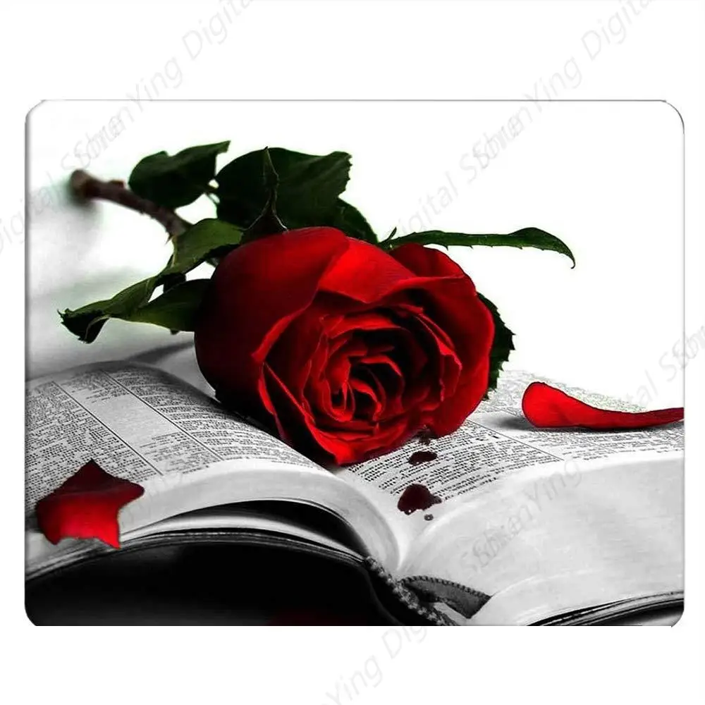 Red Rose Book รูปแบบเมาส์ Pad โต๊ะคอมพิวเตอร์แล็ปท็อปสํานักงานตกแต่ง Anti SLIP ยางแผ่น Pad ของขวัญ 25*30 ซม