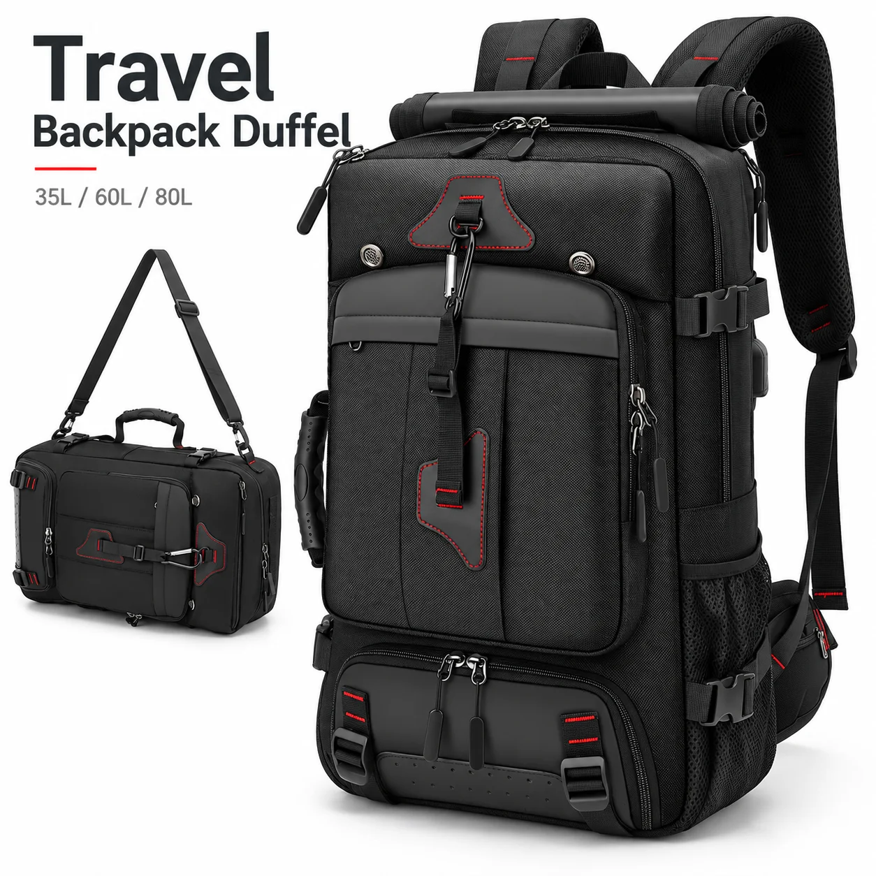 80L Large Capacity Backpack Men Expandable Travel Hiking Backpack Outdoor Camping Duffle Bag Carry On Luggage