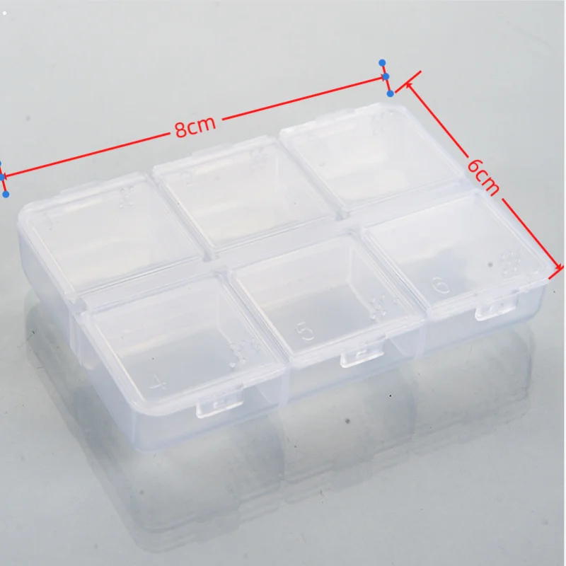 One week portable medicine box, mini transparent small medicine box, 6-grid travel medicine box, PP plastic medicine storage box