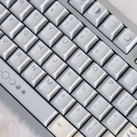 Moon Phase Theme Keycap Set 147key PBT Custom Minimalist Blue Keyboard Cap Cherry Profile KeyCap for Mechanical Keyboard Gifts