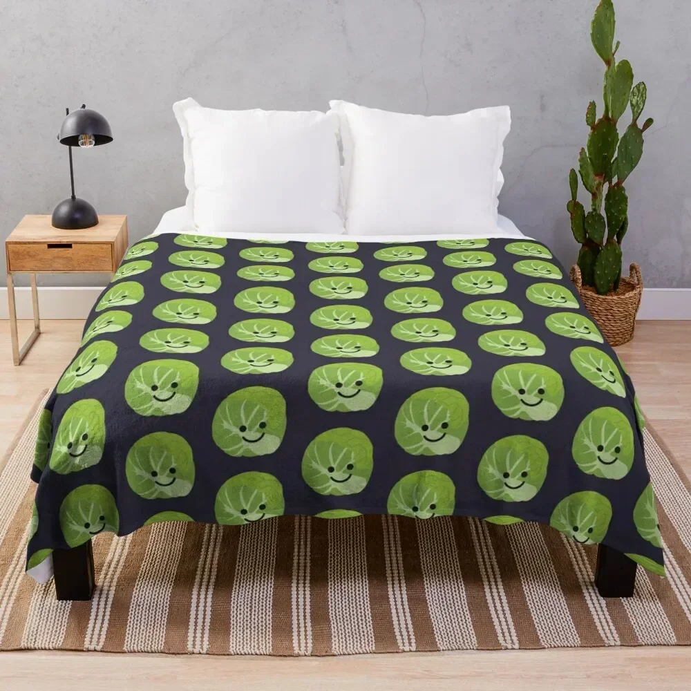 A Happy Brussels Sprout Throw Blanket Winter beds funny gift Blankets