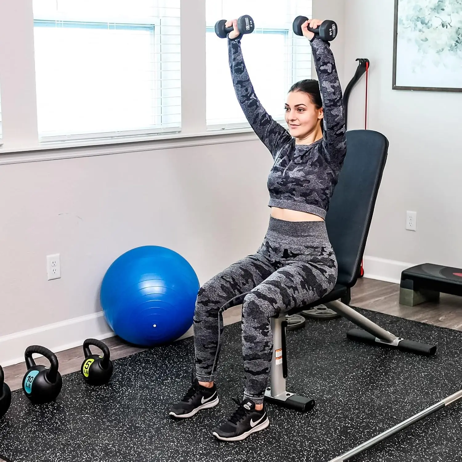 Tapetes De Equipamento De Exercício De Borracha Grossa, Tapetes De Espuma EVA com Top De Borracha, Telhas De Assoalho De Borracha Interligadas para Home Gym, 0,56"