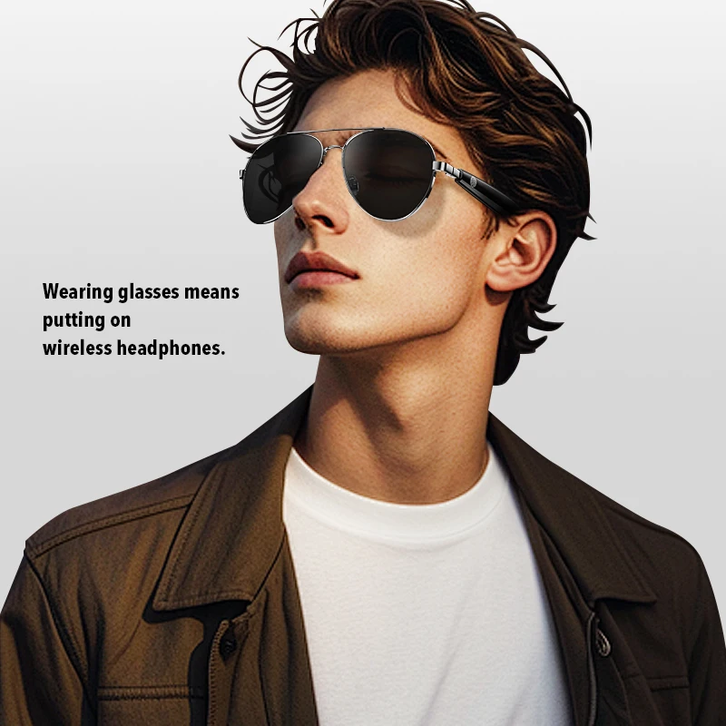 Smart glasses Wireless Bluetooth sunglasses built-in microphone Sports glasses Super cool glasses compatible with Android/iPhone