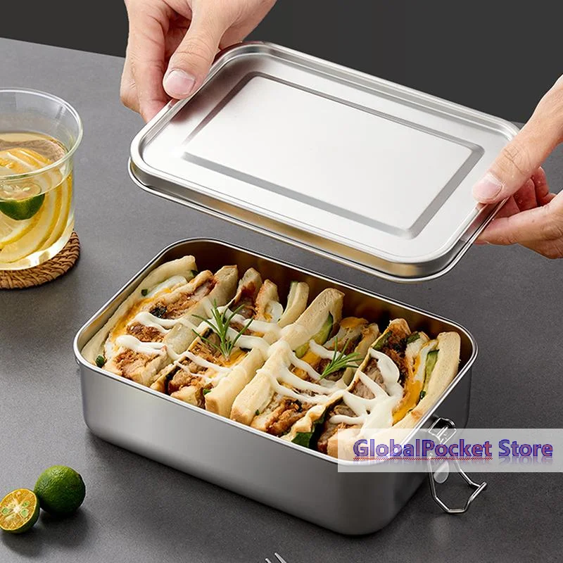 [TG823]304 Stainless Steel Lunch Box Bento Box Metal Food Storage Container With Locking Clasp Suitable For Work And School