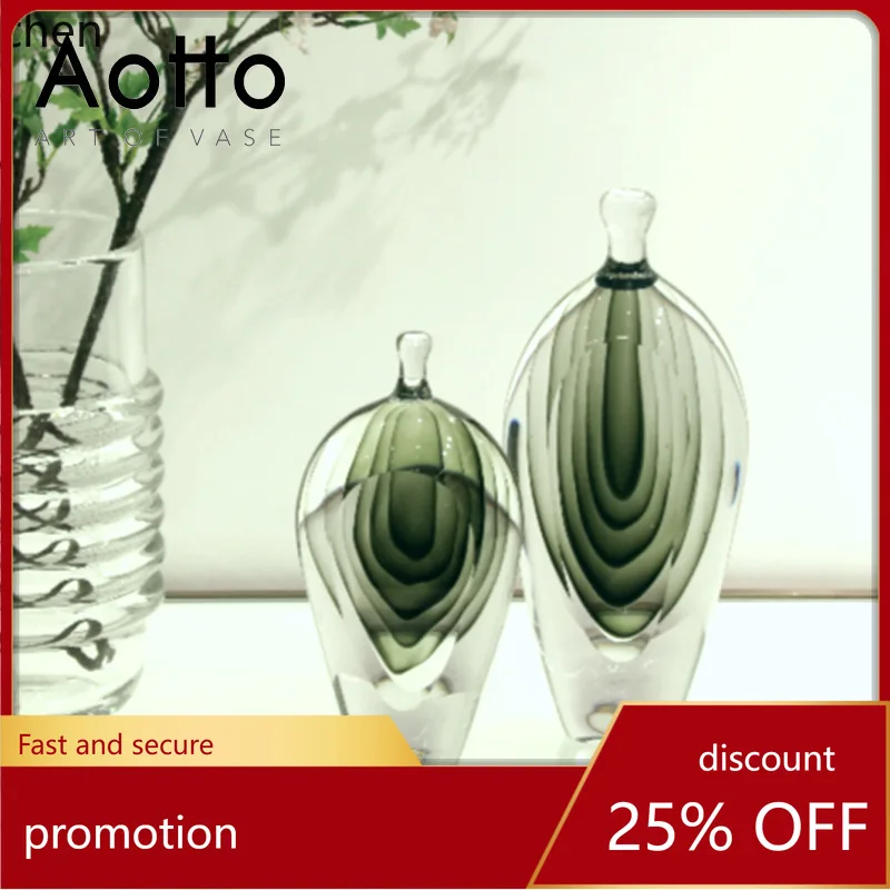 Hxl small mouth glass vase ornament decoration gradient color flower vase