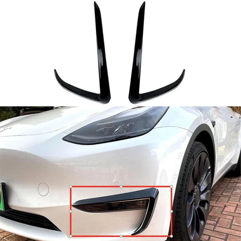 

Крышка переднего бампера, ветровой нож для Tesla Model Y, АБС-пластик, глянцевая черная накладка противотуманной фары, карбоновая накладка на лезвие, свет для бровей 2017-2024 гг.