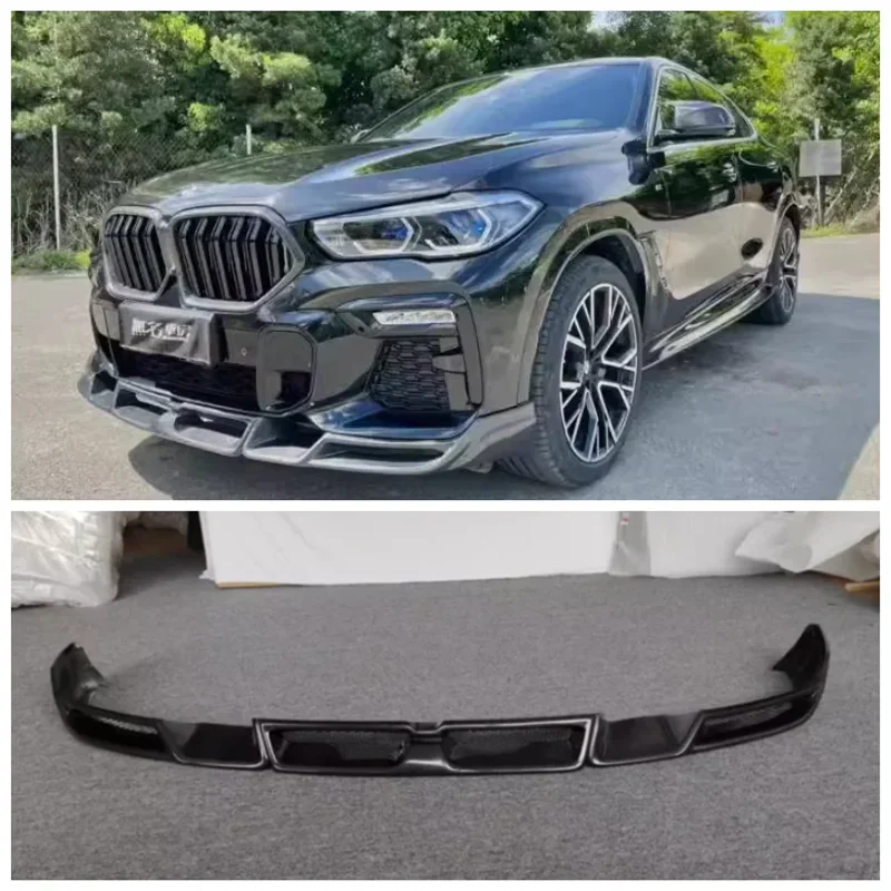 

For BMW G06 X6 F96 X6M 2020 2021 2022 2023 LD Real Carbon Fiber Car Front Bumper Splitters Lip Spoiler Cover