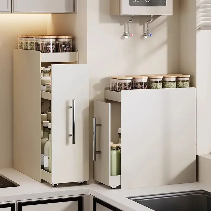 Pull-out seasoning rack Multifunctional multi-layer storage box Oil, salt, sauce and vinegar Kitchen countertop narrow edgeFurni
