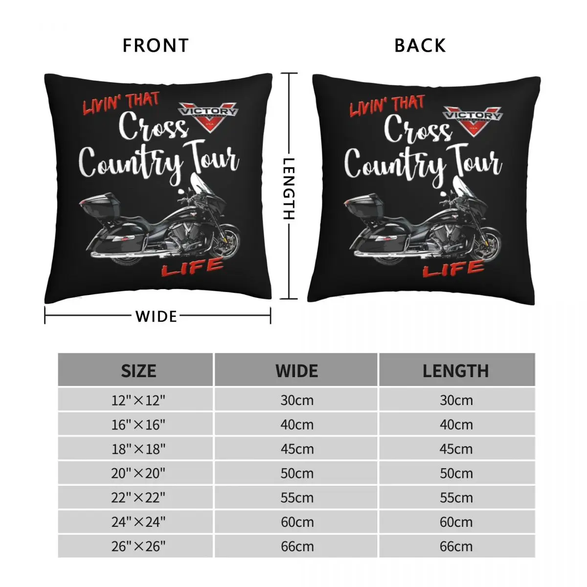 Victory Cross Country Tour Motorcycle Pillowcase Polyester Linen Velvet Pattern Zip Decor Bed Cushion Cover Wholesale 45x45