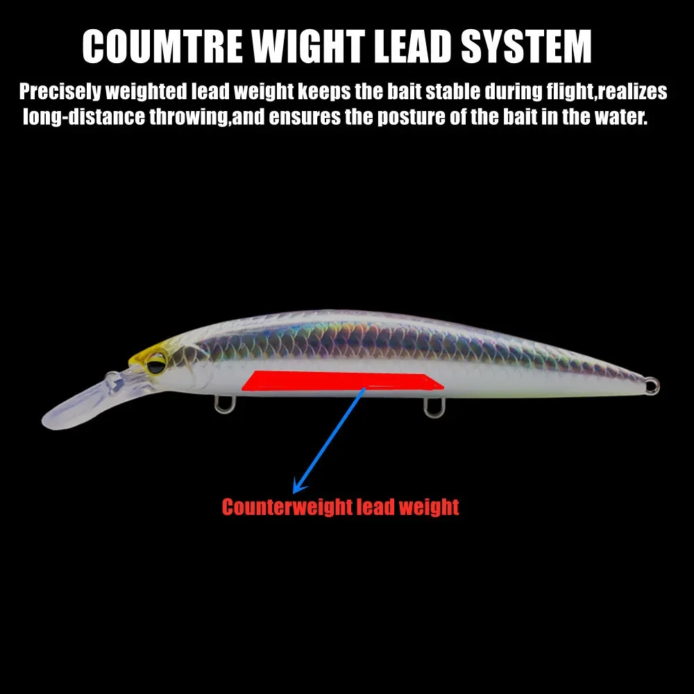 GREENSPIDER Heavy Weight Minnow 110mm Sinking Jerkbait Longcast Fishing Lure Saltwater Sea Bass Plastic Artificial Bait Tackle view 2