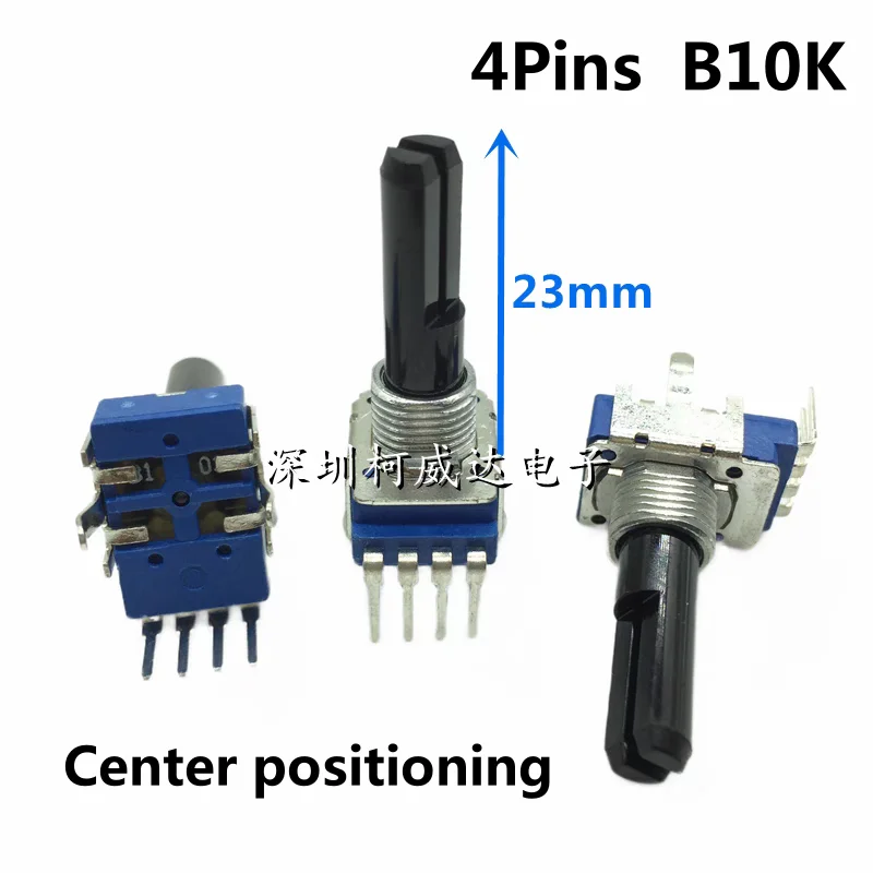 10pcs，Single-turn potentiometer，RK11，B10K，4Pins，Shaft length 23mm，Center positioning，Mixer volume knob switch