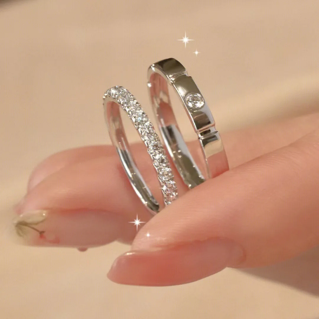 2 pcs 925 Sterling Silve Gorgeous Shiny Zircon Stone Ring For Women Engagement Wedding Luxury High Quality couple rings gallery 1