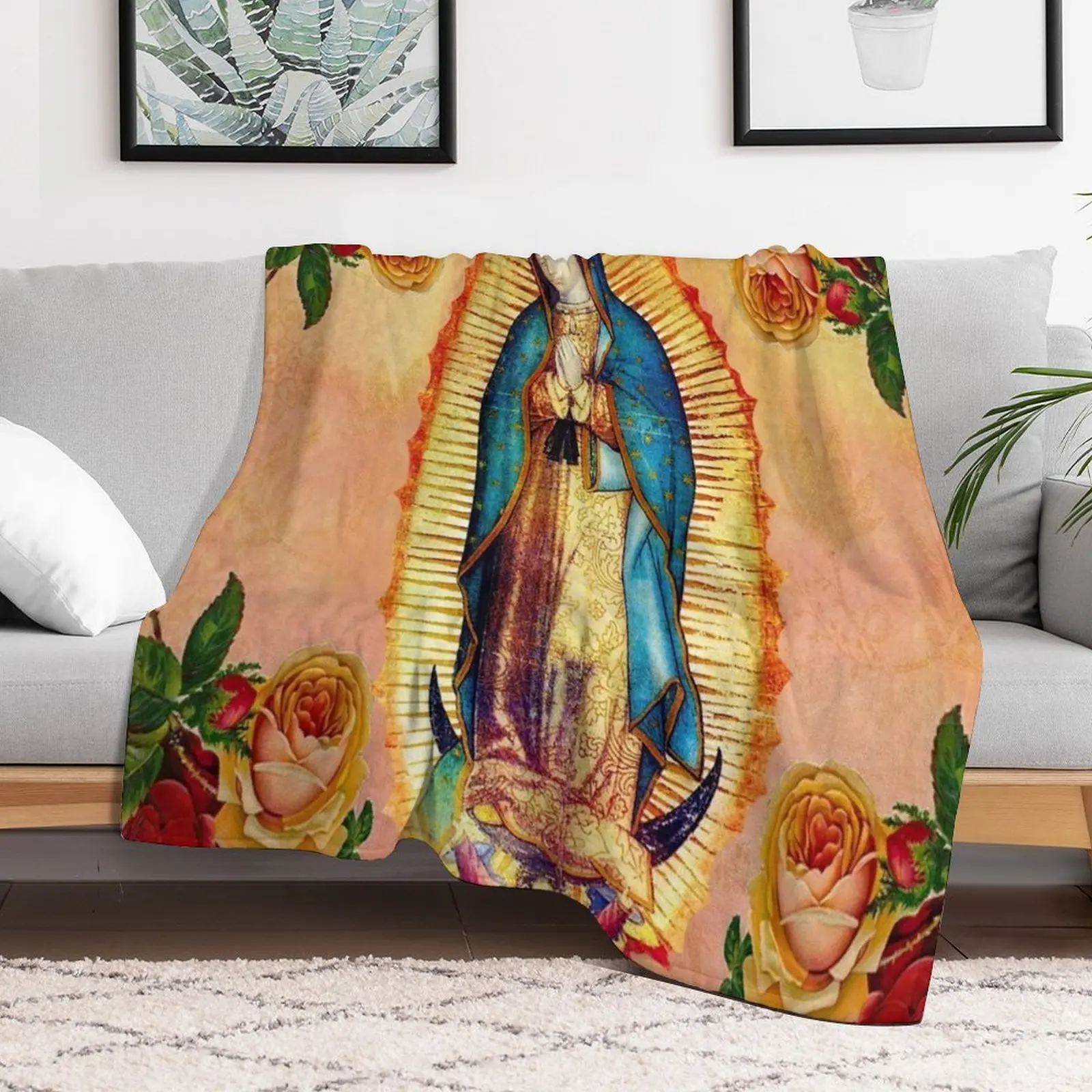 New of Our Lady of Guadalupe Virgin Mary and Roses Throw Blanket Soft Beds Flannel wednesday Blankets