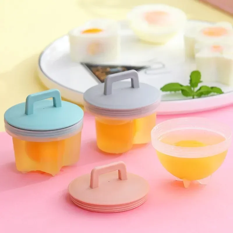 4 Pcs/set Reusable Good Plastic Cute Boiler Poacher Set Kitchen Cooker Tools Mold Form With Lid Brush Pancake Maker