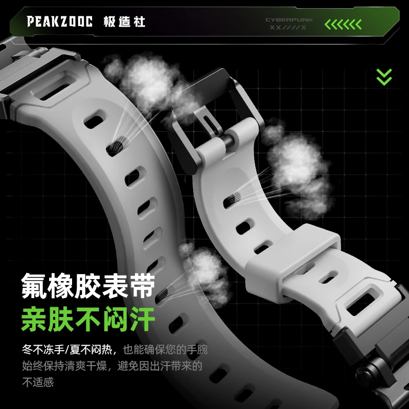 حافظة مطاطية مضيئة من Peakzooc لساعة Apple 11/ultra3/s10 تدعم Iwatch مقاومة للعرق رياضية لسوار معصم IWatch 45 ملم 49 ملم