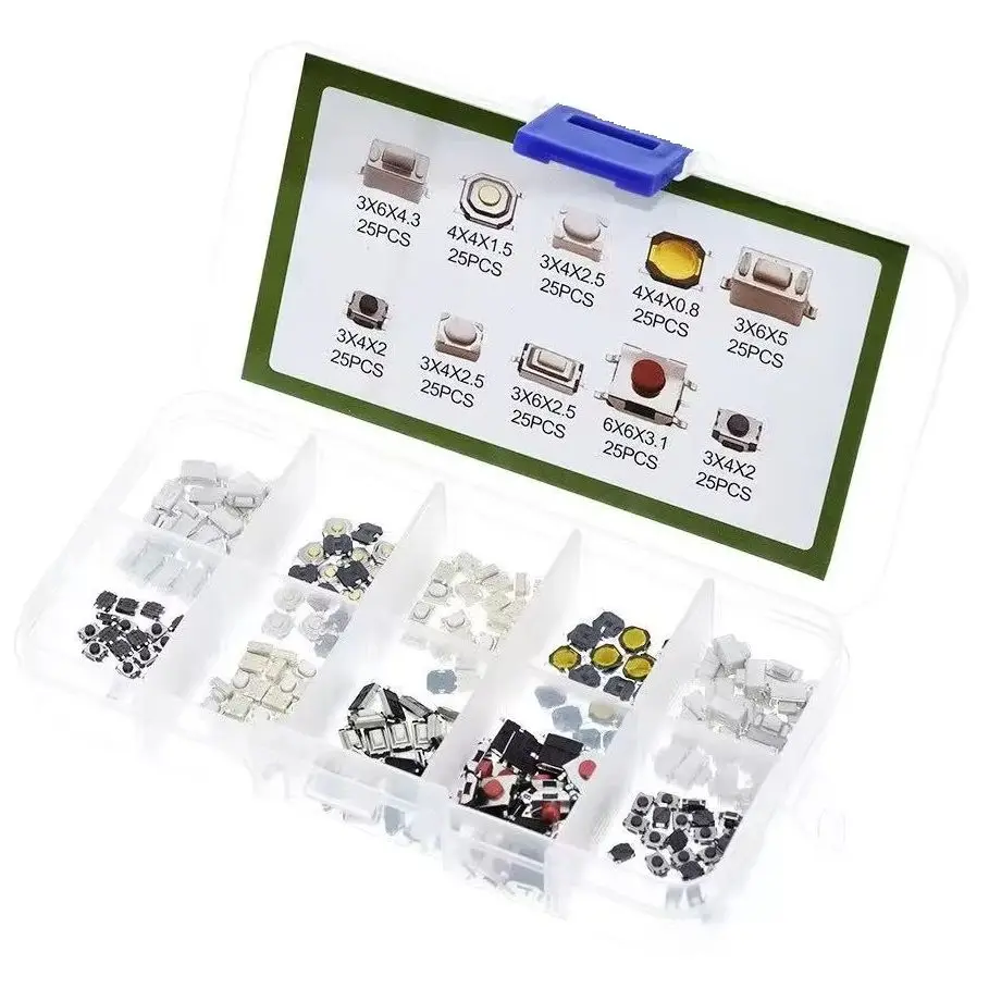 250PCS Automotive Touch Switch Assorted Sizes Pack of 25 Each 10 Varieties of Patch Car Switch Buttons for Electronics