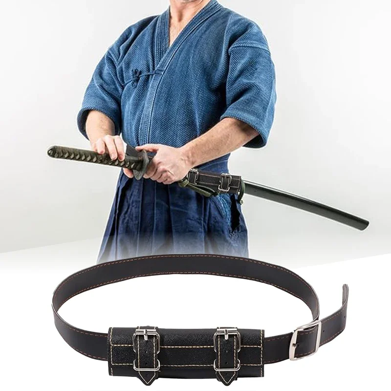 1PC- Retro medieval sword fixed belt, adjustable samurai scabbard, Cosplay belt - Practical PU leather material