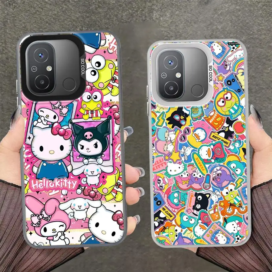 Casing untuk Xiaomi Redmi 14C 12C 10C A1 A2 Plus 9T A5 K60 9C 13C Penutup Belakang Ponsel Lucu H-elloS K-ittyS Kuromi