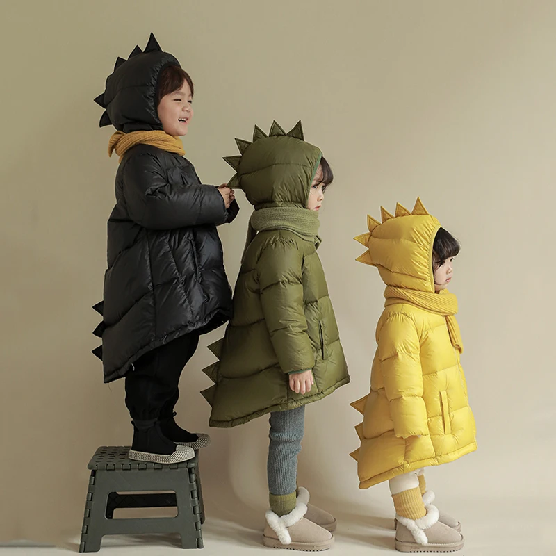 Fashion Kids Down Coat Windproof Waterproof Thicken Children Warm Down Snowsuit Dinosaur Toddler Girl Boy Parkas Jacket