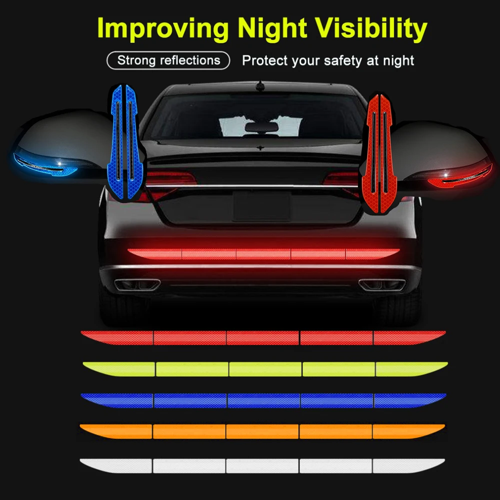 5pcs/set Car Reflectante sticker 90*5 Car Body Trunk Exterior Auto Reflex Exterior Warning Reflective Tape Reflector Sticker