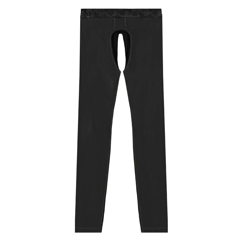 Open-crotch thermal pants men thin leggings middle-aged old long Johns autumn winter tight inner threaded pants men's cotton pan