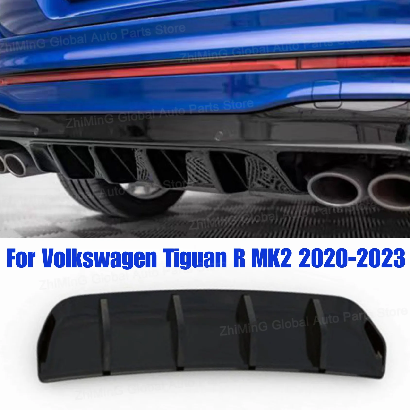 

For Volkswagen Tiguan R MK2 Facelift 2020-2023 Car Rear Bumper Lip Spoiler Chassis Diffuser Body Kits Tuning Gloss Black ABS