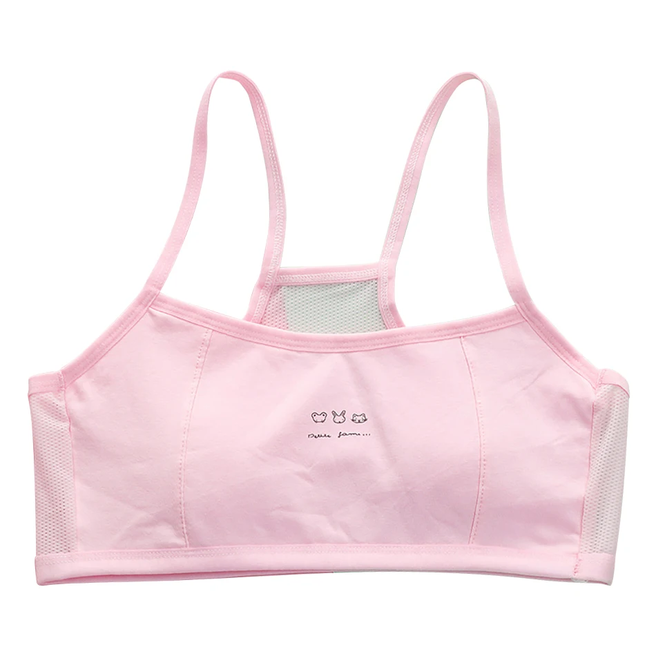 Cotton Mesh Tween Girls Camisole Stylish and Comfortable Girls Developmental Period Solid Color Underwear Girls Training Bras