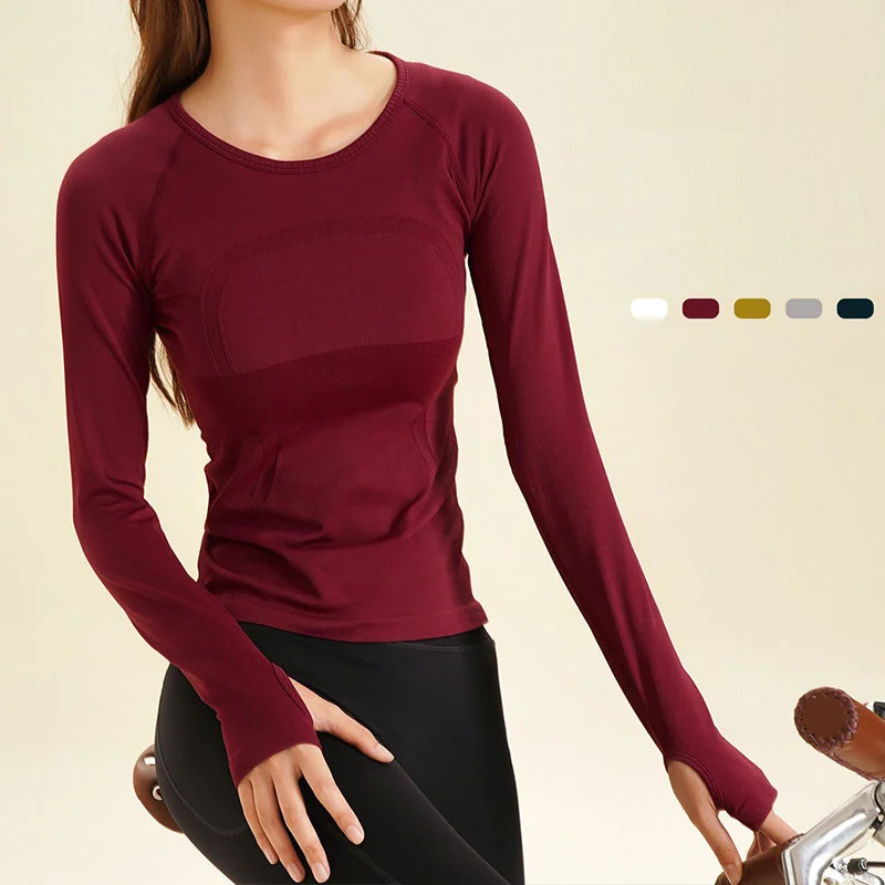 PofyBofy Breathable Running Long Sleeve with Thumbhole Workout Shirt Mesh Quick Dry Yoga Shirt Spring Fall Sports Tops Fitness