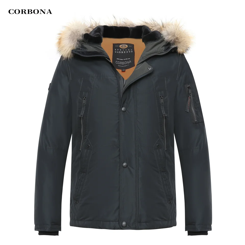 CORBONA-Parka de invierno para hombre, abrigo largo y cálido de gran tamaño con capucha de piel Real, chaquetas militares del Ejército, ropa de marca acolchada de lana, 2023