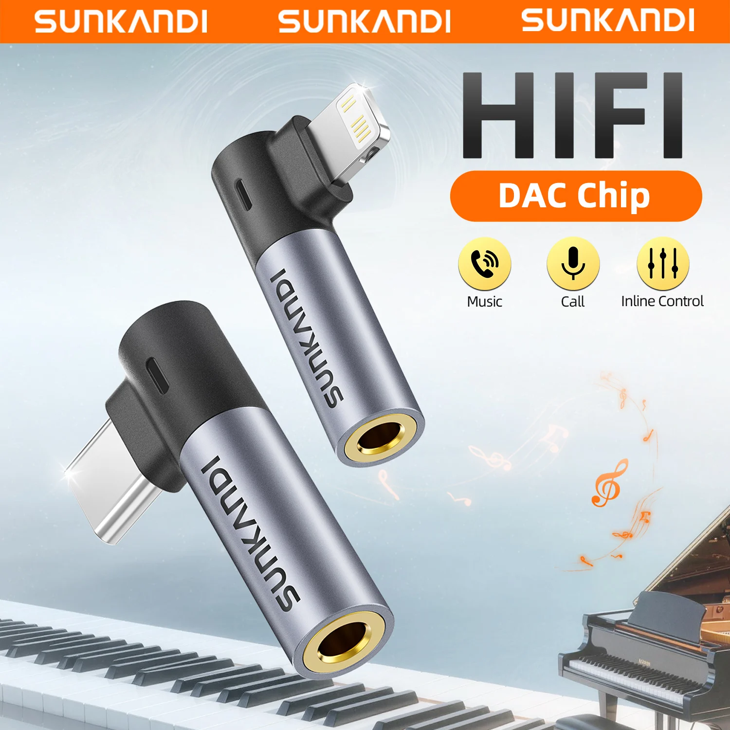 Image of SUNKANDI Typ-C-auf-3,5-mm-Klinkenadapter Kopfhöreradapter für Huawei Samsung, Lightning-auf-3,5-mm-Adapter für iPhone 14