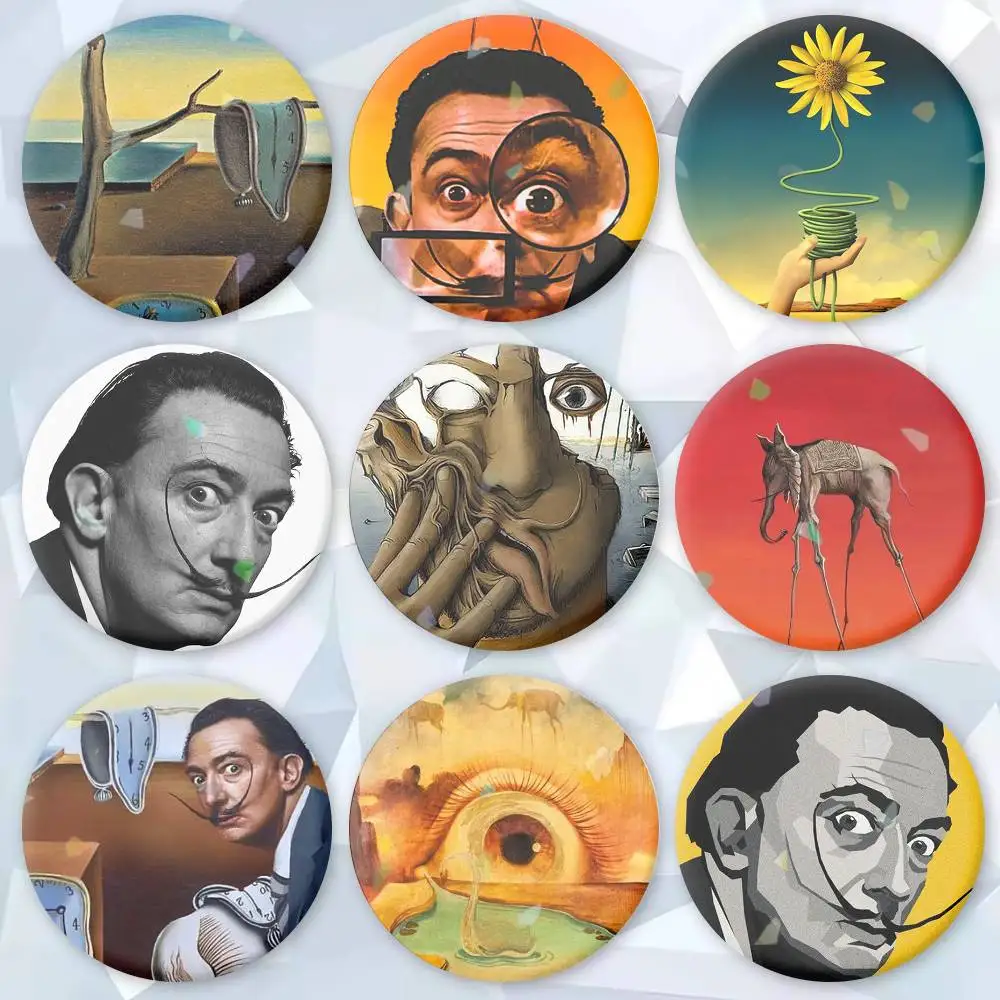 

S-Salvador Art D-Dali Brooches Cartoon Badge Pins Backpack Hat Accessories Friend Gift