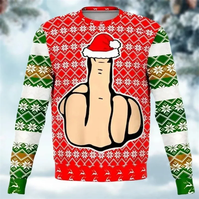 Ugly Christmas Sweaters Gingerbread Man Anime 3D Funny Print Holiday Party Xmas Sweatshirt For Party Birthday Xmas Hoodies 2024