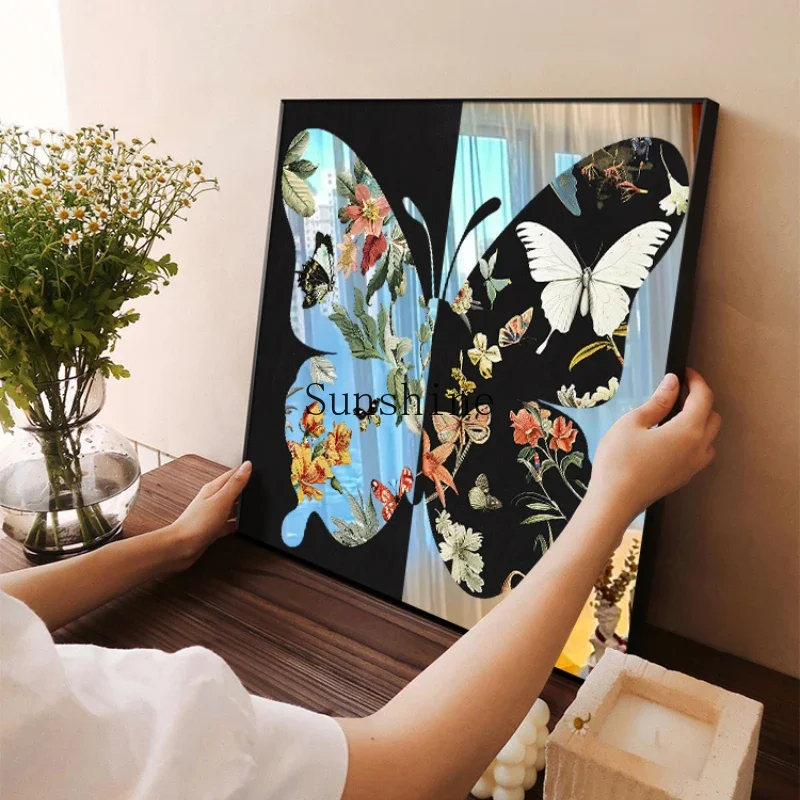 

French retro style decorative mirror high-end sofa butterfly desktop ornament painting