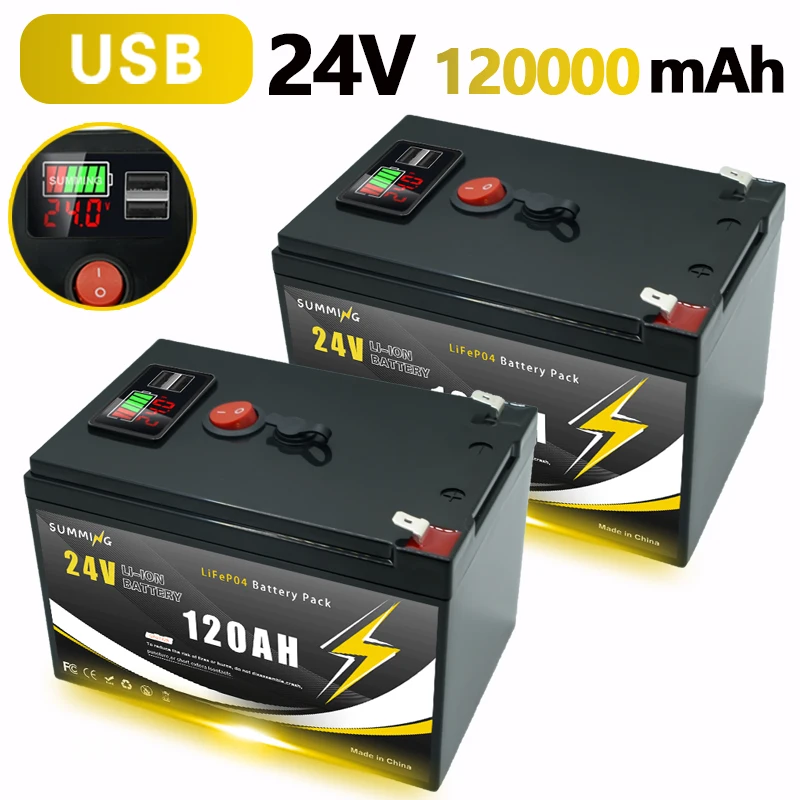 

LiFePO4 24V 4000+ Deep Cycles 18650 Lithium 120Ah Battery Built-in BMS,for UPS, Kayak Fish Finder, Solar Panel,Power Wheels