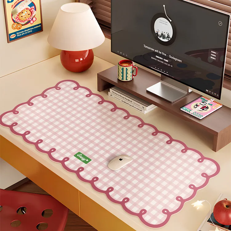 Protetor de Mesa Kawaii 600x300mm, Tapete de Escritório Impermeável em PU, Acessório para Teclado e Mouse, Tapete de Mouse Fofo