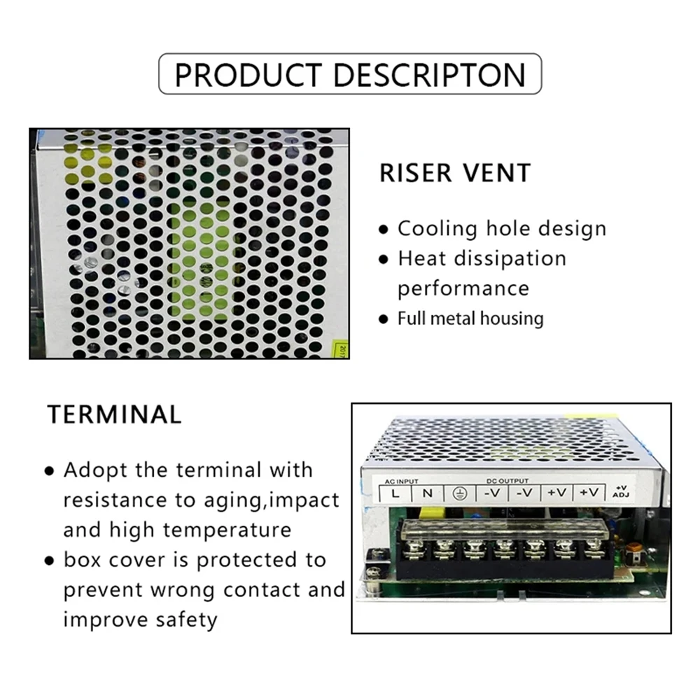 AC 110V-220V Switching Power Supply DC 5V 12V 24V 40W 50W 60W 1.5A 2.5A 4A 5A 8A Adapter for LED Light Strip 3D printer