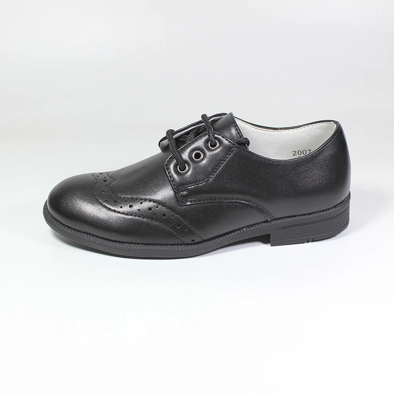 Zapatos planos de cuero con cordones para niños pequeños y grandes, estilo clásico, a la moda, color negro oscuro, a cuadros, para escenario de boda