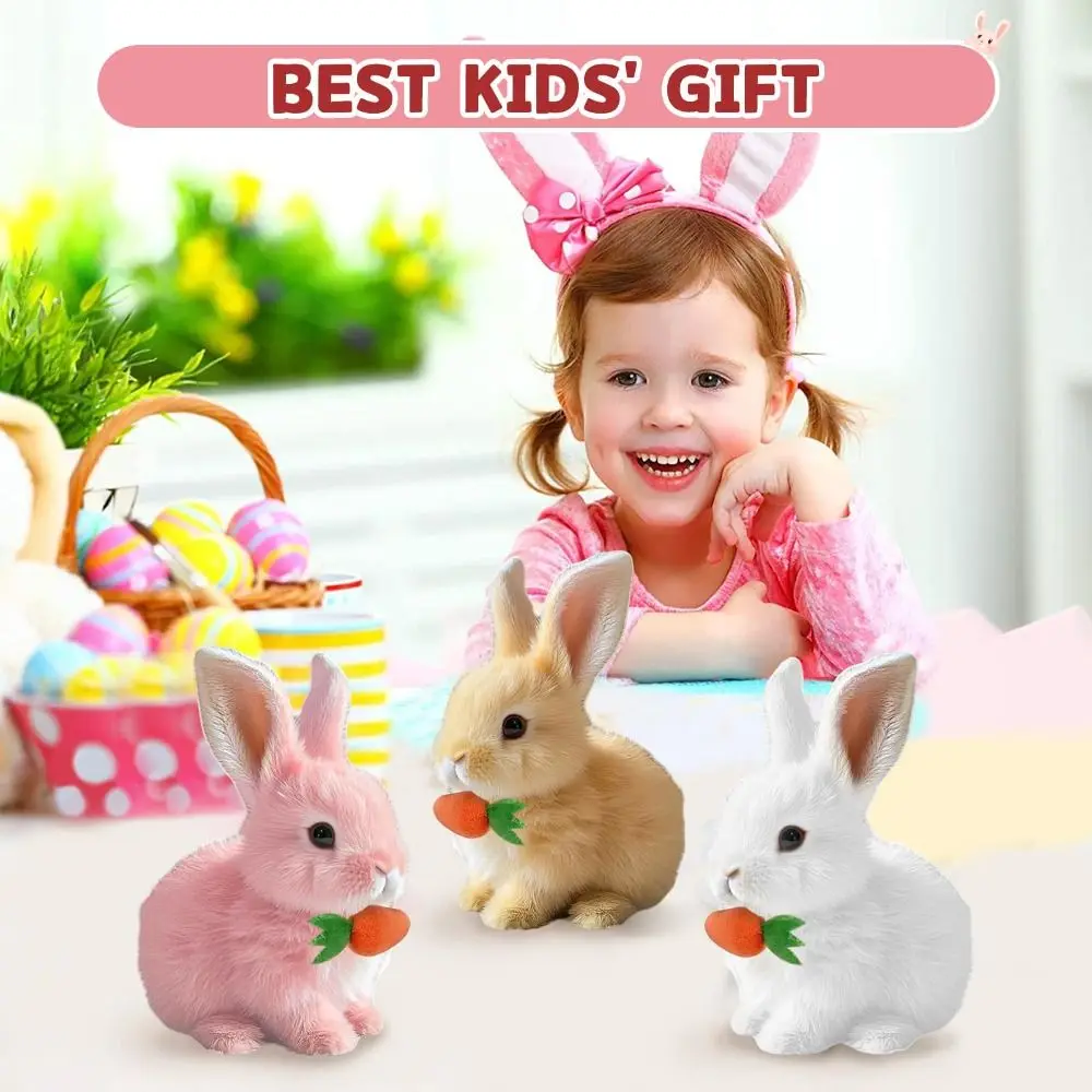 Cartone animato con suoni e movimenti Peluche pasquale Coniglio elettrico Peluche Bambola Realistico Giocattolo interattivo coniglietto Simulazione Giocattolo elettrico