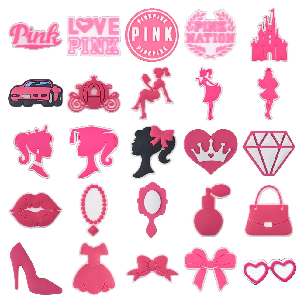 Princess Pink Shoes Charms Girls Bag Heels Queen Shoe Decoration For Clogs Bracelet Wristband Accessories Women Party Present